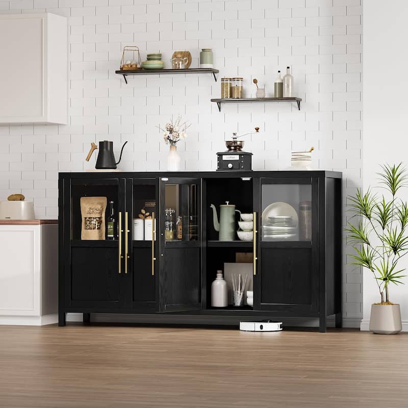 Large Buffet Cabinet with Storage, Sideboard Buffet Cabinet with Glass Doors