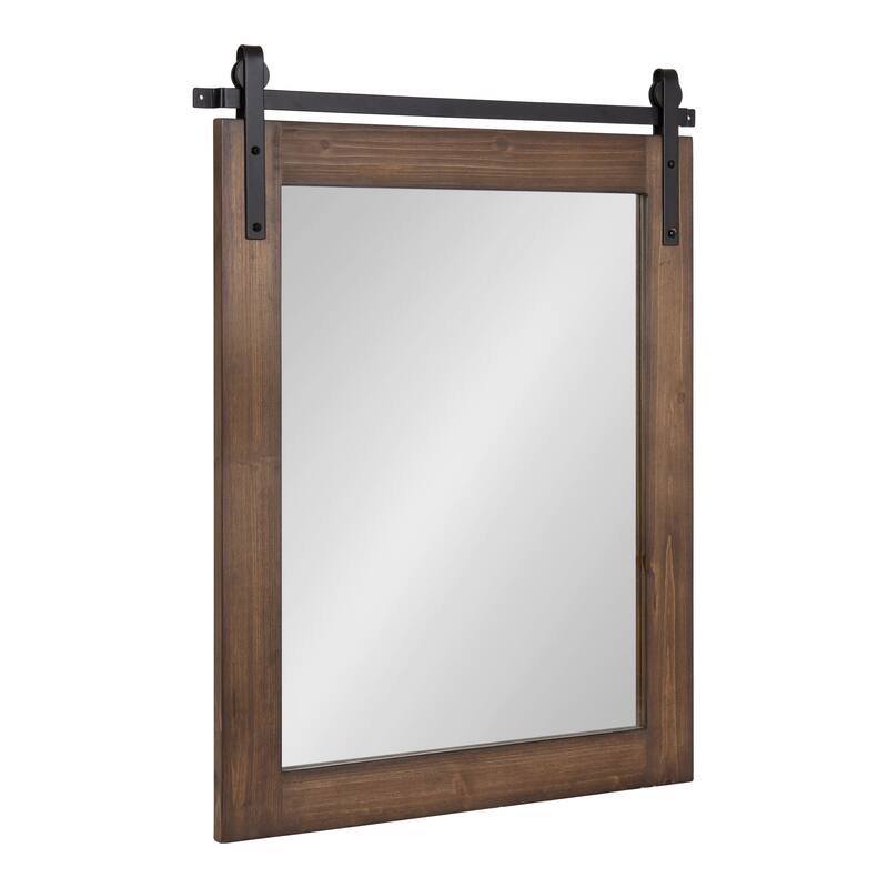 Kate and Laurel Cates Rustic Rectangular Wall Mirror - 24x30 - Walnut Brown