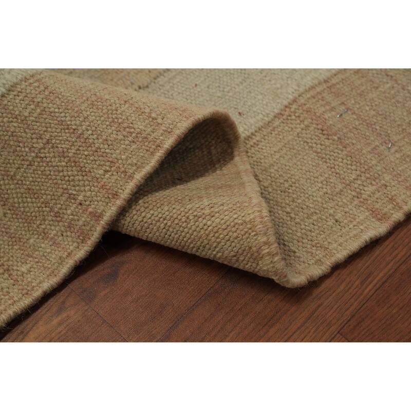 Hand Woven Oriental 100% Wool Carpet Southwestern Tribal Beige & Ivories Kilim Area Rug - 6' 5'' X 4' 11''