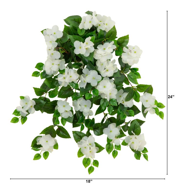24-in UV Resistant Artificial Hydrangea Hanging Plant - Set of 2