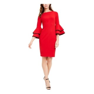 calvin klein red bell sleeve dress