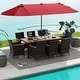 preview thumbnail 7 of 53, Costway 11 PCS Patio Dining Set with 15ft Double-Sided Patio Umbrella Wine