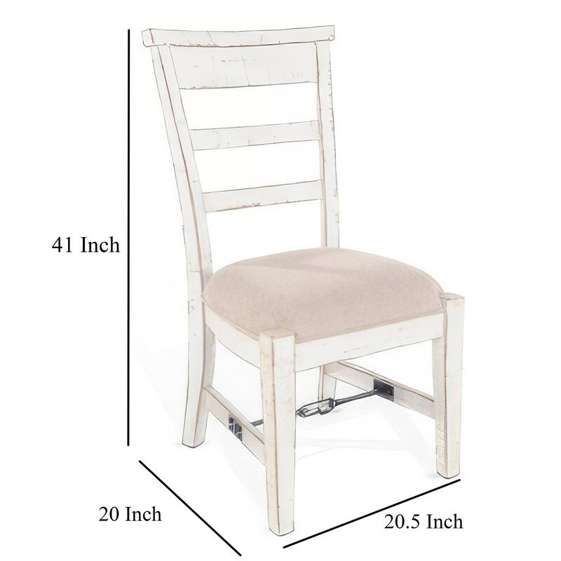 Rena Dining Armchair Set of 2, Metal Turnbuckle, White Mahogany Wood