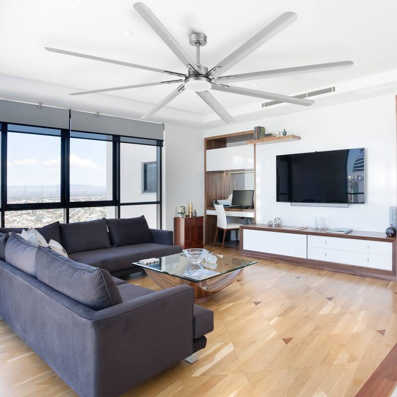 Moasis 96 Inch/80 inch Black Ceiling Fan with Light and Remote, DC Reversible Motor and 6 Speed