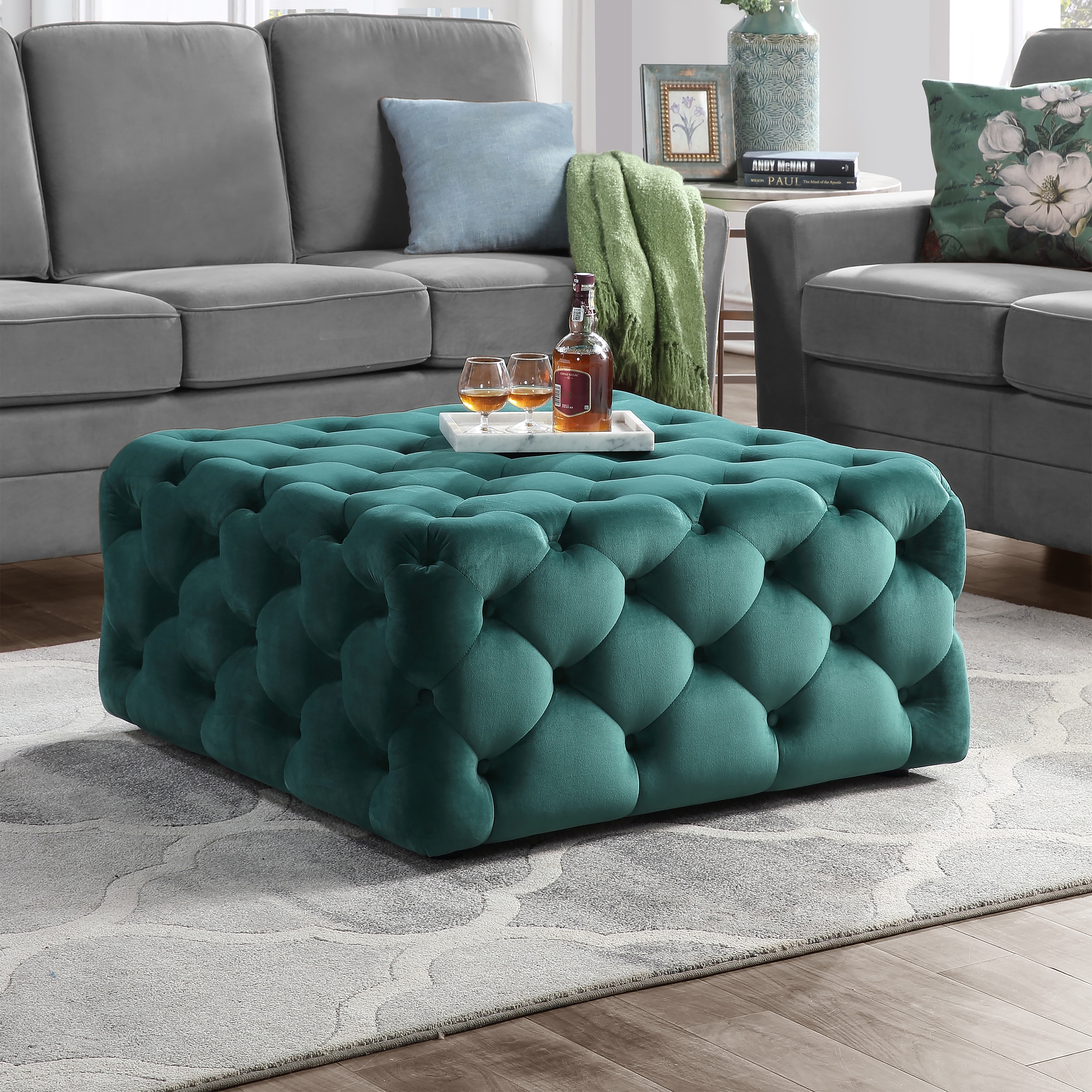 Beverly Square Tufted Ottoman By Greyson Living On Sale Overstock 29095651