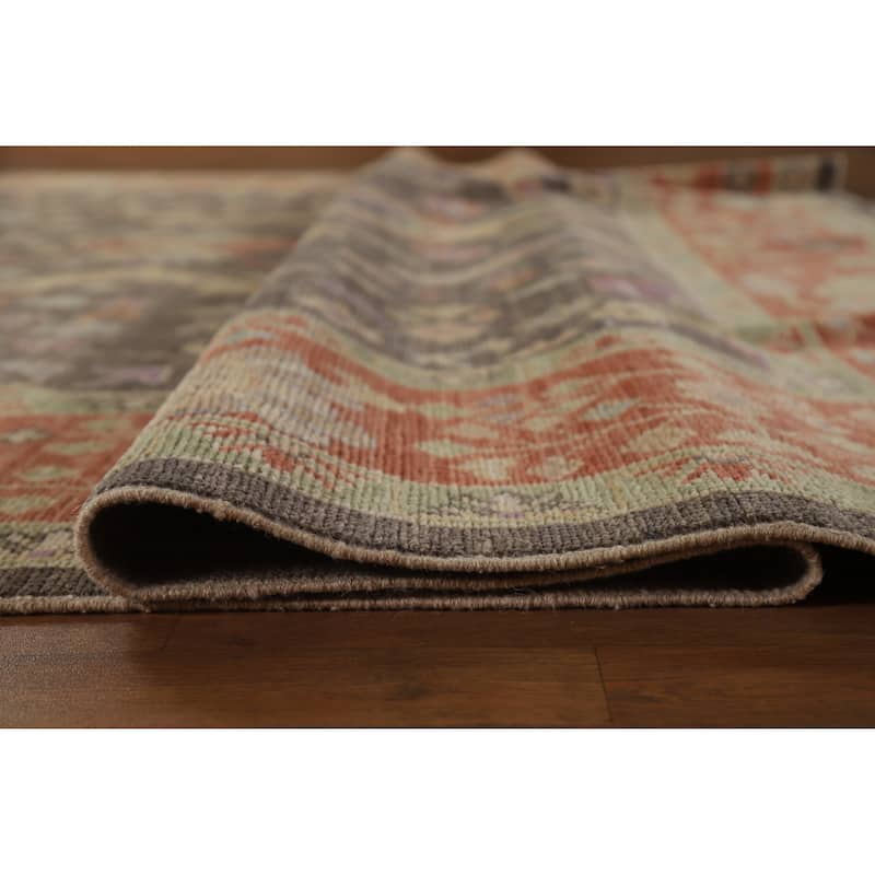 Hand Knotted Oriental 100% Wool Carpet Transitional All-Over Greys & Charcoal Oushak Area Rug - 12' 3'' X 9' 4''