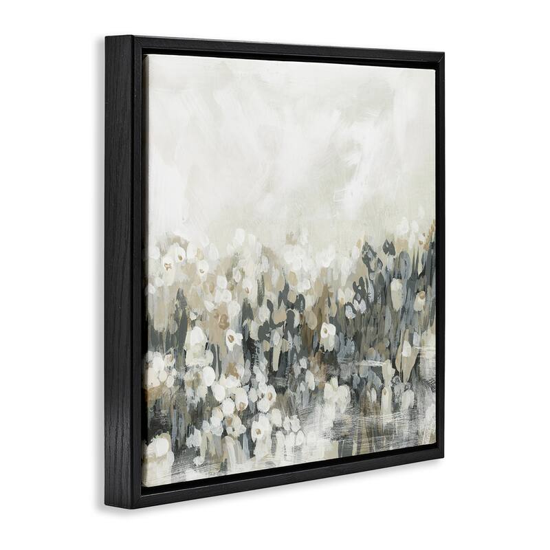 Stupell Grey Speckled Flowers Framed Floater Canvas Wall Art Design By June Erica Vess