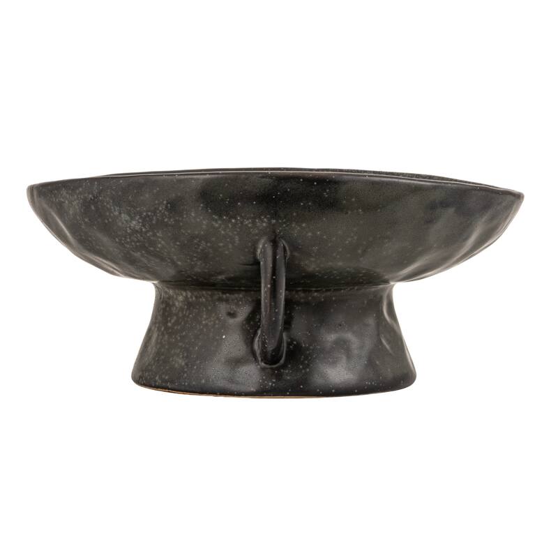 Stoneware Footed Pedestal Bowl with Handles