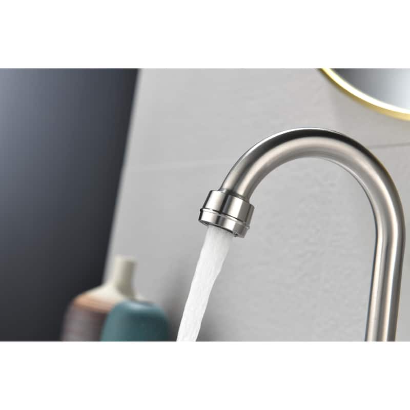 4 Inch 2 Handle Centerset Lead-Free Bathroom Faucet,Swivel Spout with Copper Pop Up Drain and 2 Water Supply Lines