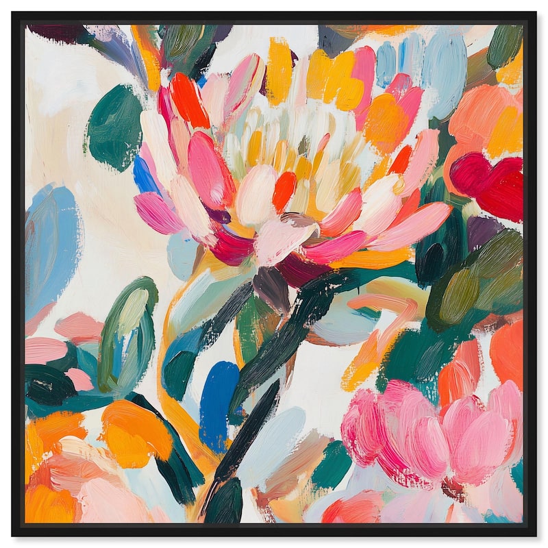 Lively Flora I Canvas by Art Remedy - Black - 20" x 20"