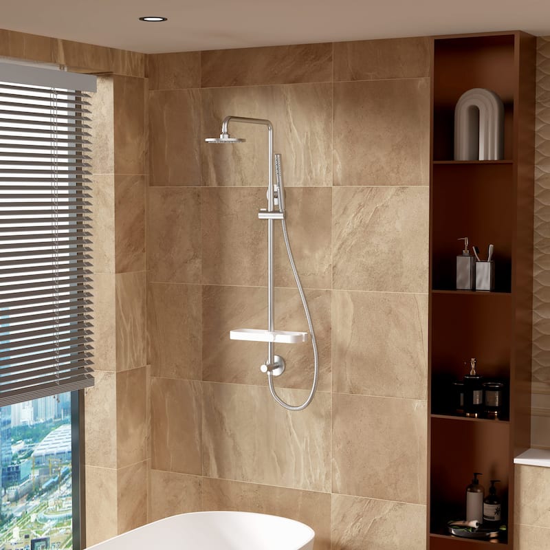 Modland 4-Way Exposed Retrofit Shower System with Rainfall & Handheld, Easy Install in Black/Nickel/Chrome
