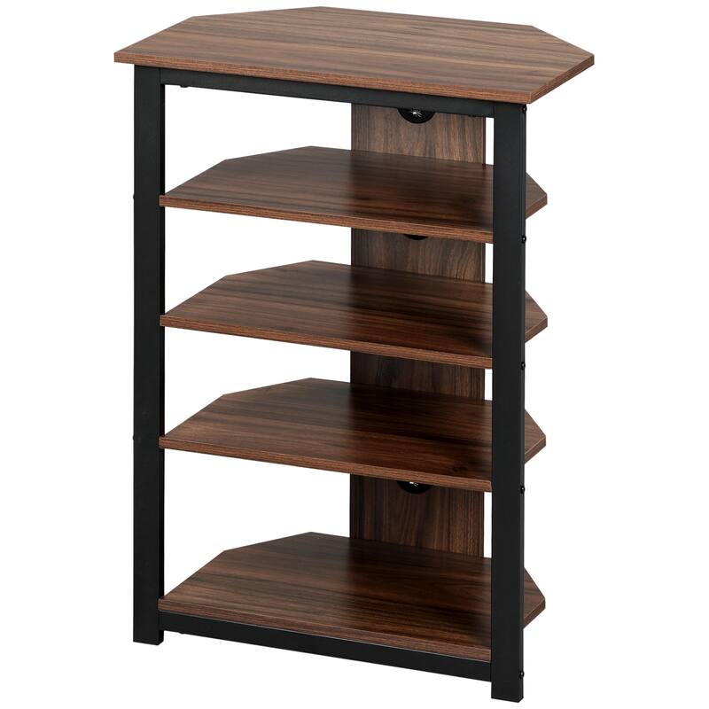 Brown 24" TV Stand with Shelves & Steel Frame for TVs Under 29"
