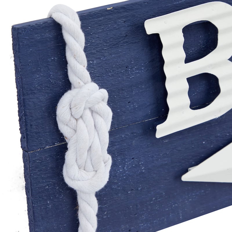 Blue Wood Beach Sign Wall Decor