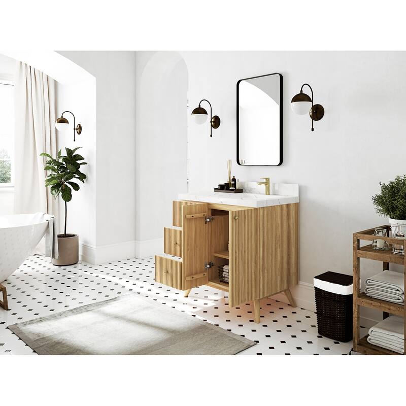 Willow Collections 36 in. W x 22 in. D Pasadena Solid Te Right Offset Sink Bathroom Vanity with Countertop