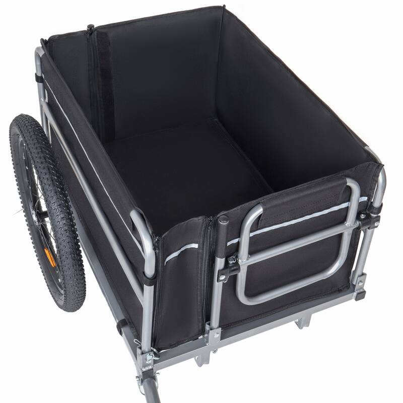 Bike Cargo Trailer, 110lbs Load Capacity, Heavy-Duty Bicycle Wagon Cart, Foldable Compact Storage, Featuring upgraded Fat tires