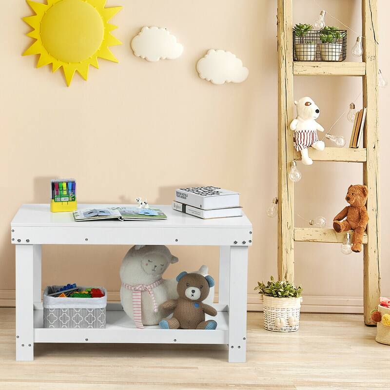 Gymax Patented Wood Kids Activity Play Table Block Table Multifunction - 32.5'' x 17'' x 19.5''