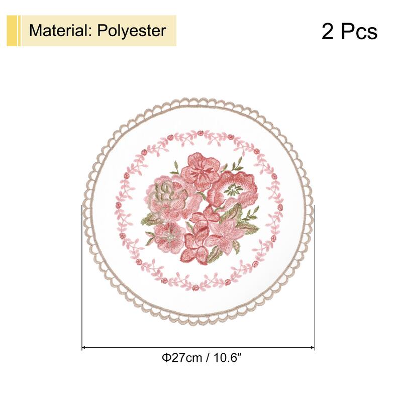 2 Pcs Retro Lace Placemats Crochet Cup Vase Table Mat - Gray Brown - 10.6x10.6-inch