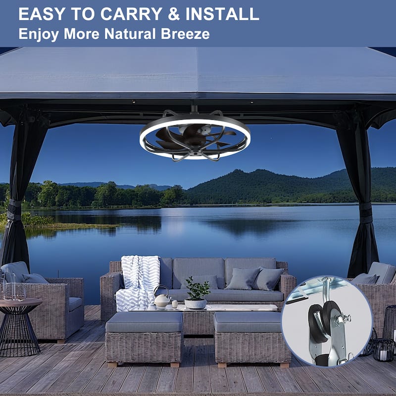 Waterproof Outdoor Ceiling Fan with Light - 20-Inch IP65 Plug-in, Remote App Control, 6-Speed Gazebo/Patio