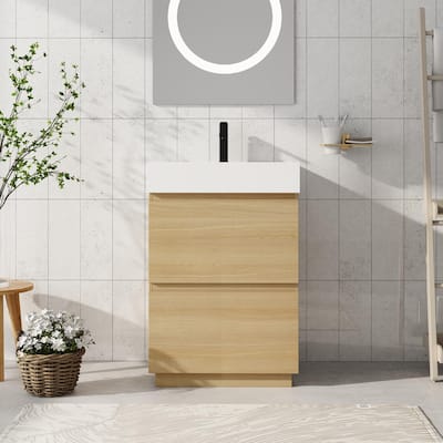 Beingnext 24"/30" Bathroom Vanity with Sink, Freestanding Bathroom Vanity with 2 Soft Close Drawers