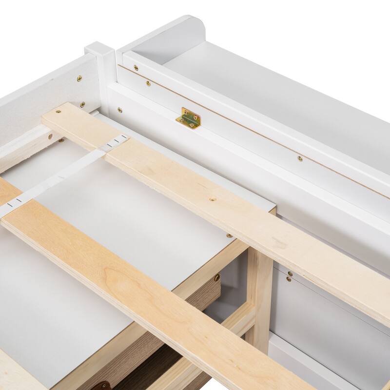Bed with Under bed Storage Drawers and Bed End Storage Case
