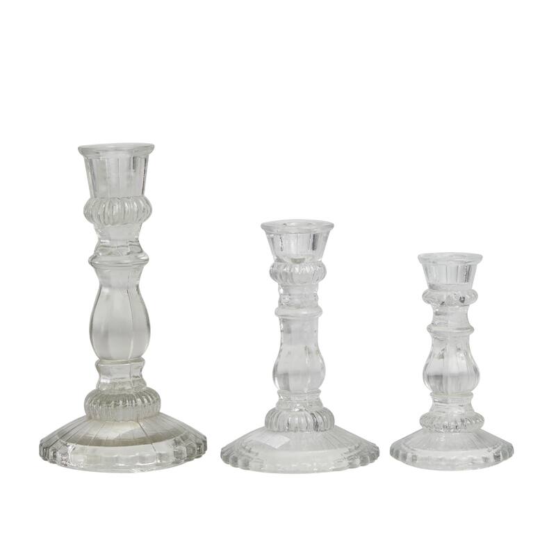 Clear Glass Candle Holder (Set of 3)