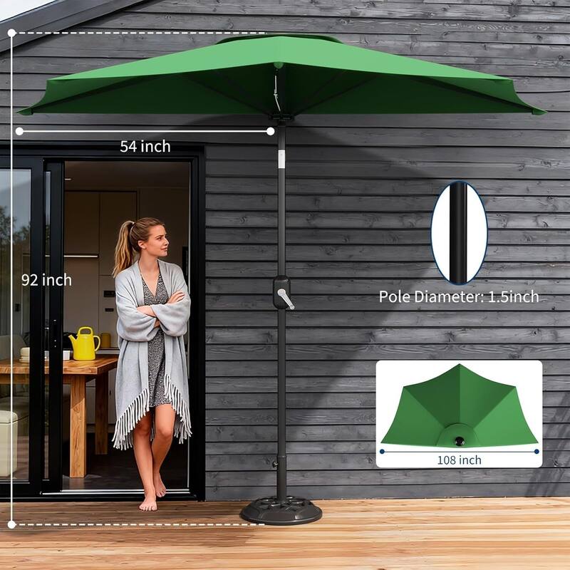9FT Half Patio Umbrella with Smooth Crank Lift, Shade Canopy for Patio, Backyard, Garden (No Base)