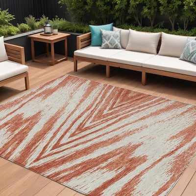 HomeRoots Abstract Transitional Rectangle Outdoor Rug