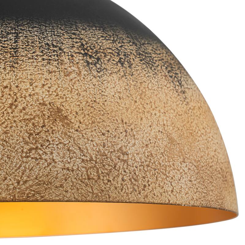 Industrial Black and Sandy Mud Finish Dome Pendant Light Fixtures Kitchen Island - W15.75"