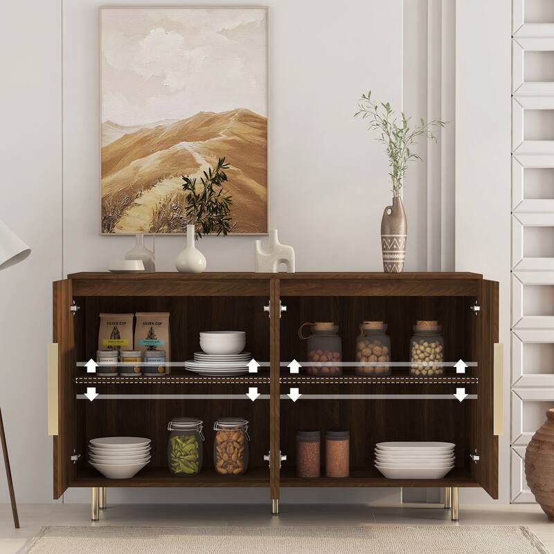 Roomfitters Modern Buffet Cabinet with Storage, Kitchen Sideboard Cupboard, Dining Room Credenza, Entryway Table, Brown