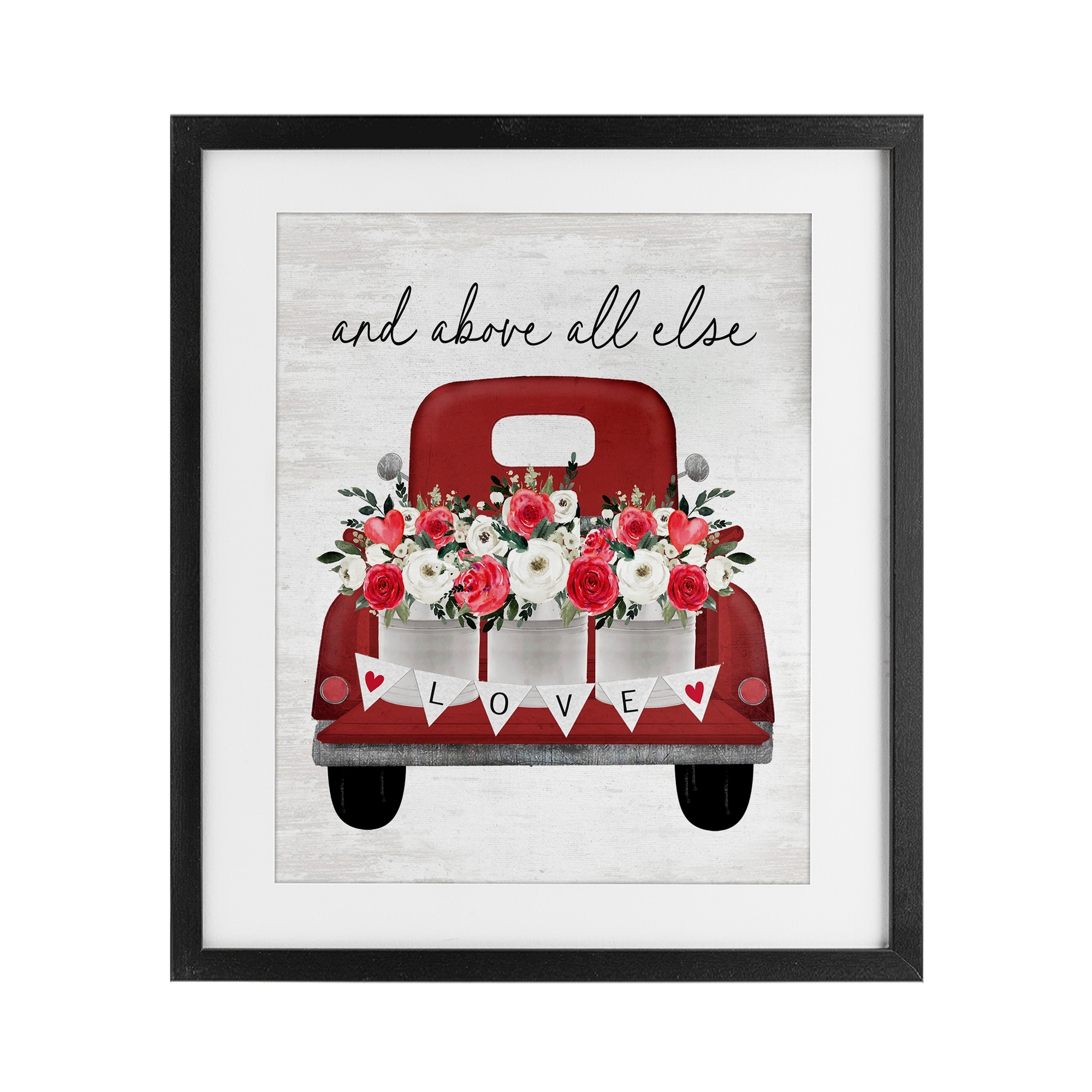 Stupell Above All Else Romantic Truck Under Glass Framed Design By Lettered and Lined