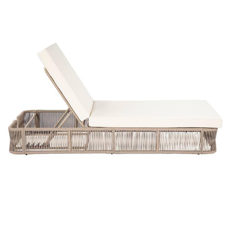 Christopher Knight Home - Modern Outdoor Adjustable Chaise Lounge with Woven Rope Base and Side Table