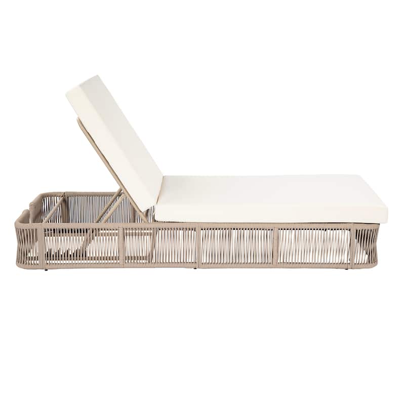 Christopher Knight Home - Solara Outdoor Adjustable Rope Base Sunlounge with Beige and White