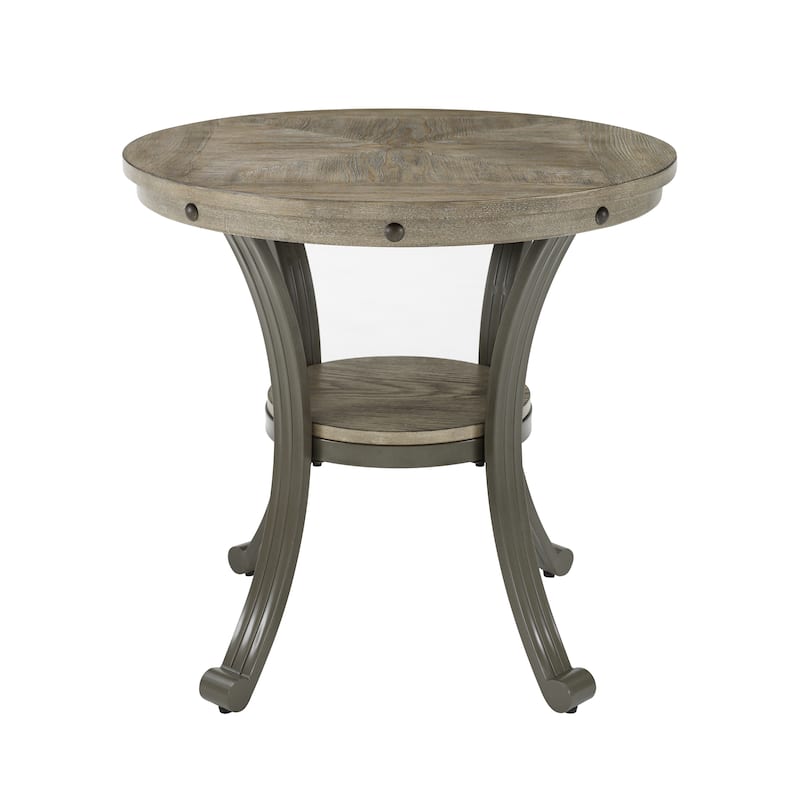 Franklin Industrial Round Side Table - Grey