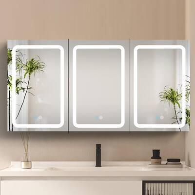 60x30 Inch LED Bathroom Medicine Cabinet with Mirror Defogging
