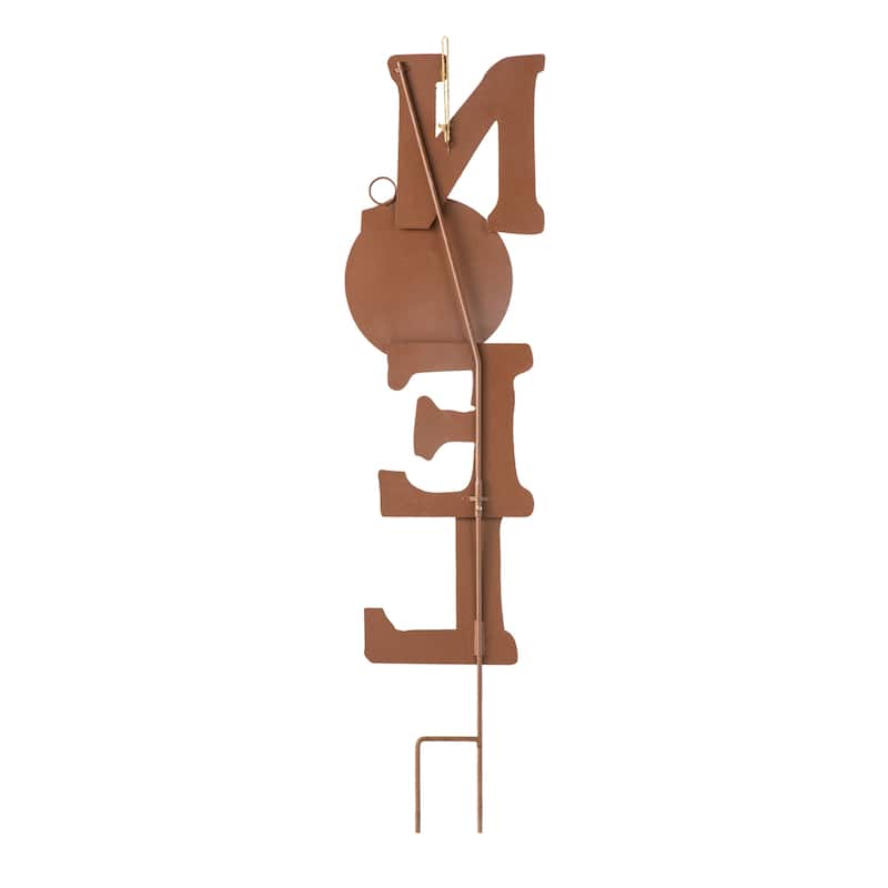 Glitzhome 36"H Christmas Rusty Metal JOY & NOEL Sign Yard Stakes Garden Decor (Two Functions)