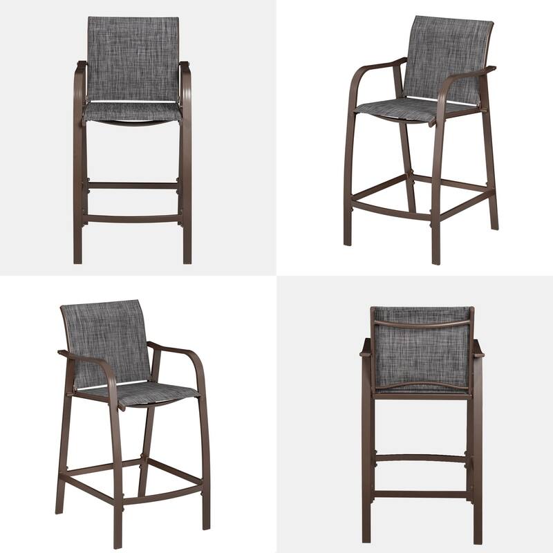 VredHom Outdoor Aluminum Bar Stool Set Patio Bar Chairs (Set of 2) - 21.7" W x 25.6" D x 43.7" H