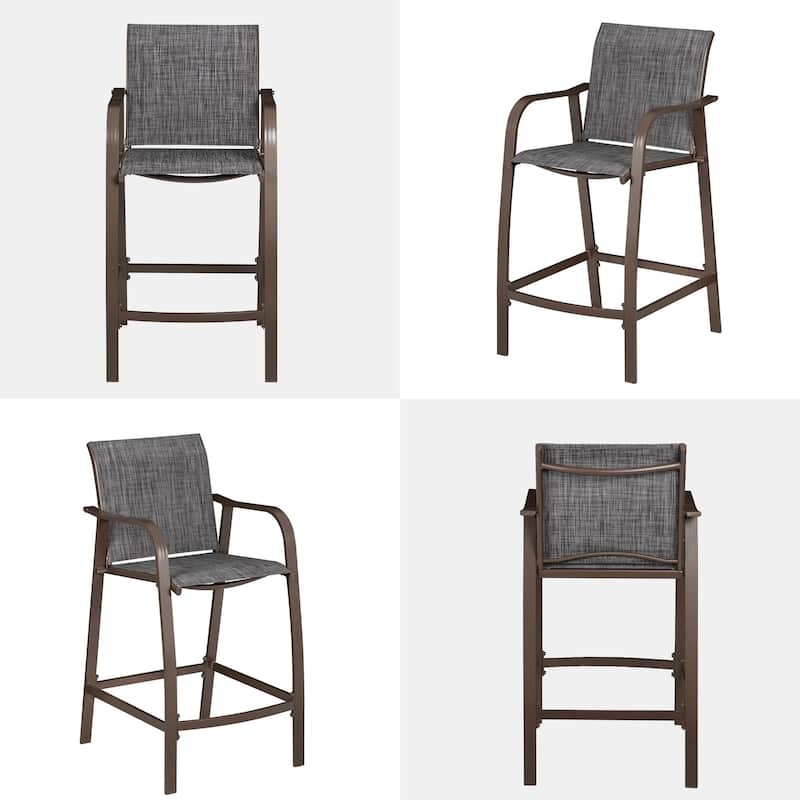 VredHom Outdoor Patio Aluminum Bar Stools (Set of 4) - Black & Gray