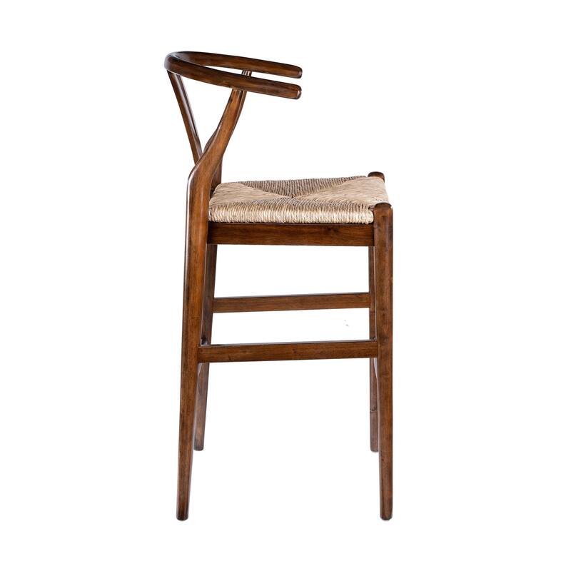 Cera Barstool Chair, Handwoven Rope Seat, Cappuccino Brown