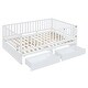 preview thumbnail 45 of 118, Roomfitters Twin Size Wood Daybed with Fence Guardrails, 2 Storage Drawers, Convertible Floor Bed, and Built-In Shelving