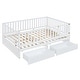 preview thumbnail 45 of 118, Wood Cribs Convertible Toddler Bed with Fence Guardrails and 2 Drawers Split into Independent Floor Bed and Daybed Slat Support