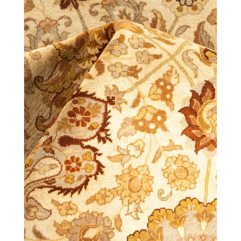Overton Handknotted Wool Traditional Oriental Ivory Area Rug - 10' x 14'