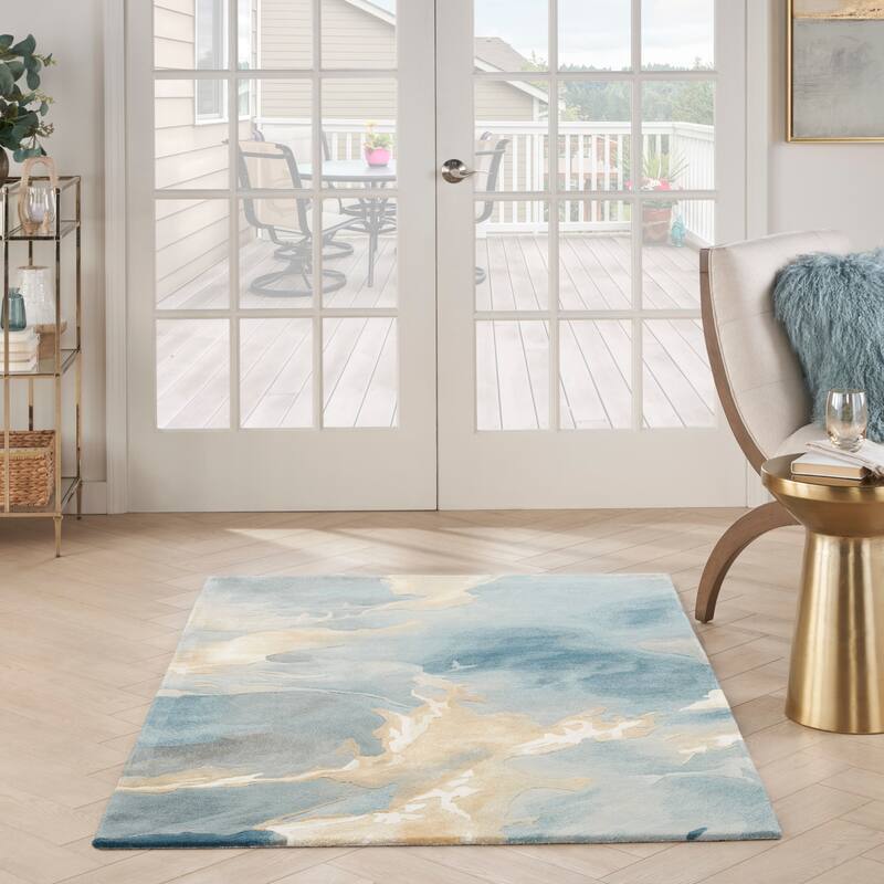 Nourison Home Prismatic Indoor only Blue Abstract Area Rug
