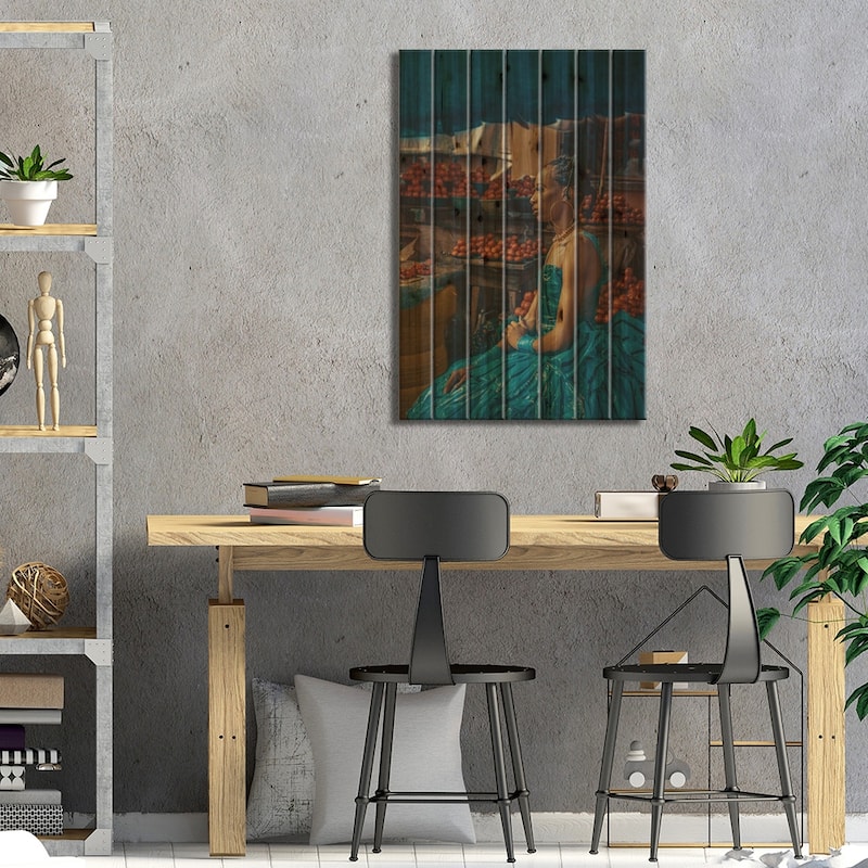 African Woman Print On Wood by Harry Odunze - Multi-Color