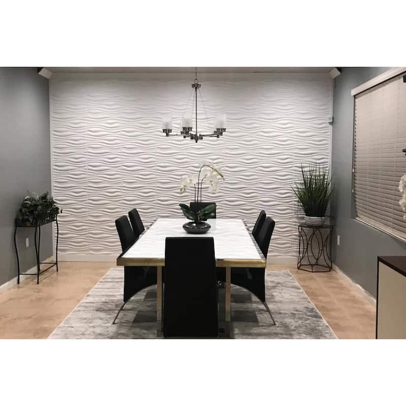 Art3d PVC Wave Board Textured 3D Wall Panels,19.7" x 19.7" (12 Pack)