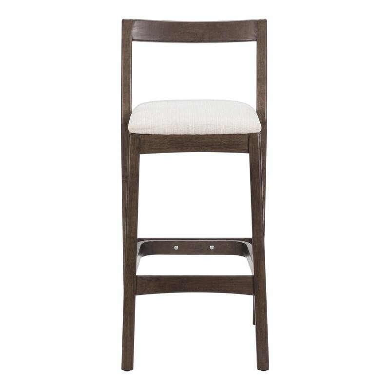 Jasper Indoor Rubberwood Bar Stools with Beige Upholstery and Dark Brown Finish, Set of 2