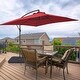 preview thumbnail 21 of 48, Bonosuki 8.2x8.2ft Square Patio Offset Umbrella With Base for Garden Ruby Red
