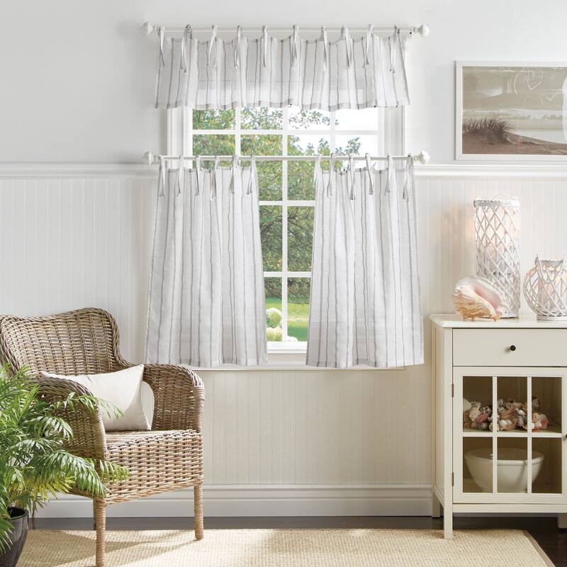 Martha Stewart Laguna Stripe 3-piece Curtain Tier and Valance Set