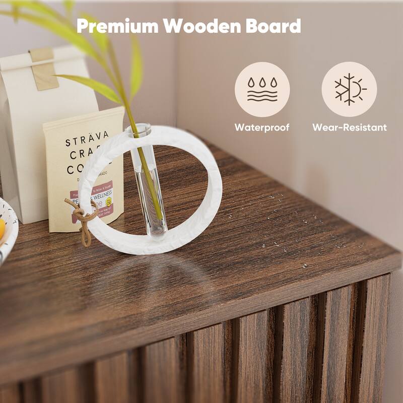 Pocassy Wood Coffee Bar Cabinet with Adjustable Shelf for Kitchen