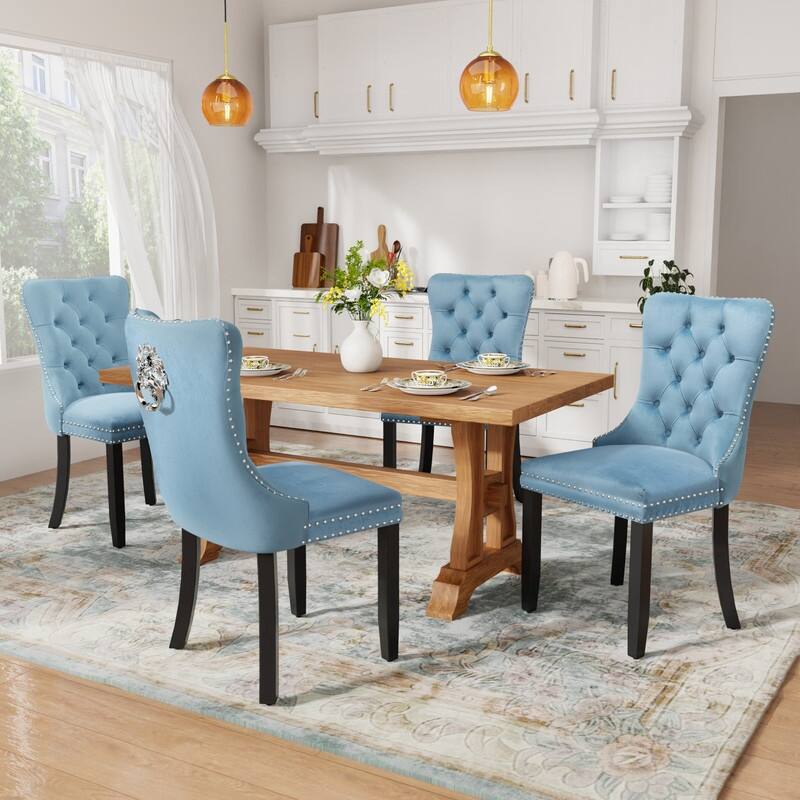 Tufted Naliheads Solid Wood Upholstered Dining Chairs Set of 8
