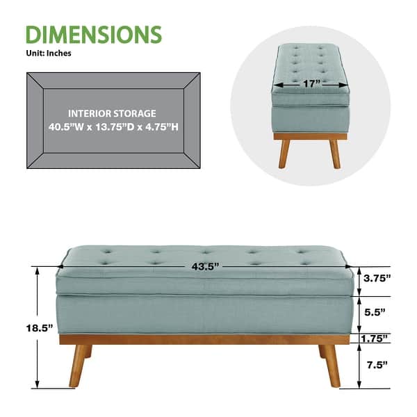 dimension image slide 3 of 8, Carson Carrington Sastamala Mid-century Storage Bench